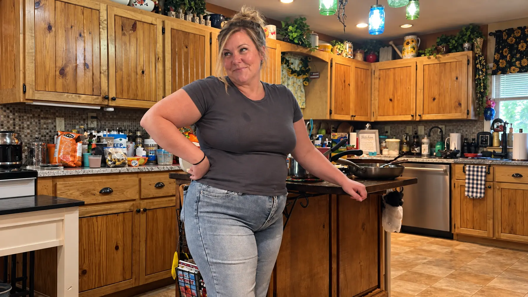 Sarah, 47, standing in her kitchen before she tried the last thing on the list